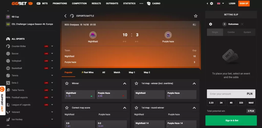 Live GGbet Poland betting